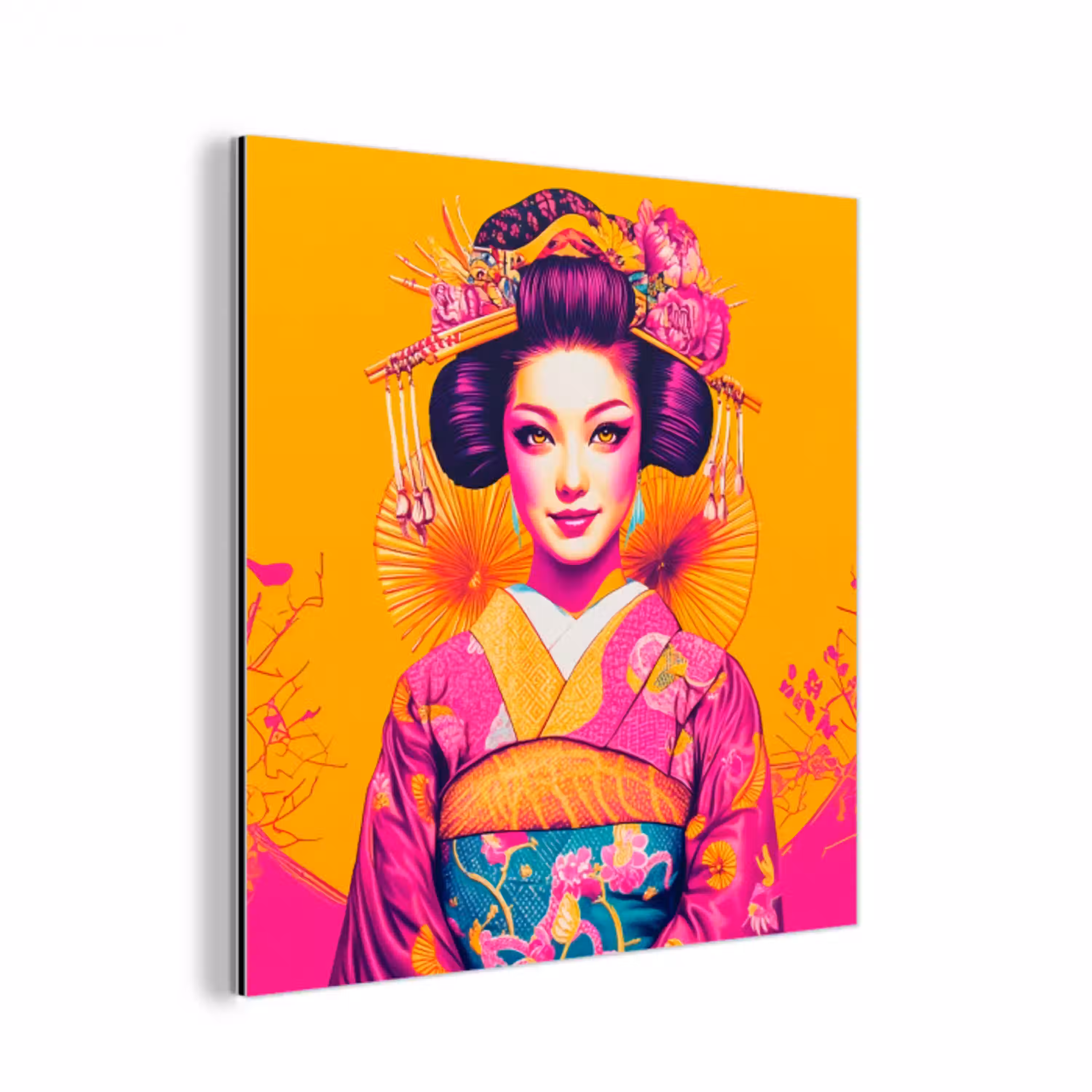 Bloemen - Vrouw - Kimono - Roze aluminium wit klein -3d