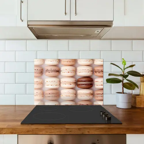 Macarons - Beige - Bruin keuken achterwand spatscherm klein -sfeer2