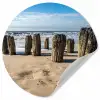 Zand - Strand - Paal - Water - Zomer Wandcirkel behangsticker klein -3d