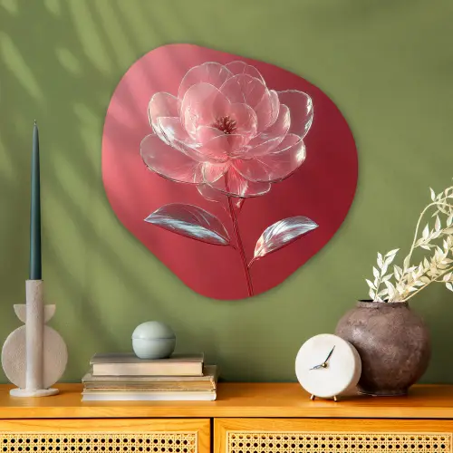 Sierlijk - Bloem - Roze - Glazen Wandcirkel Organisch Plexiglas middel -sfeer2