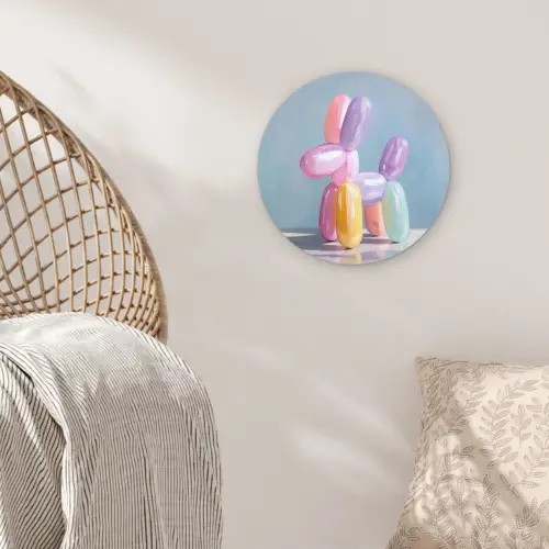 Dier - Ballon - Pasteltinten - Glanzend Wandcirkel kunststof plaat 5mm dik klein -sfeer5