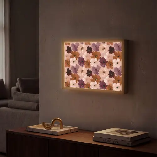 Bloemen - Abstract - Aardetinten Light Box met batterij (Wandlamp) middel 907 -sfeer1