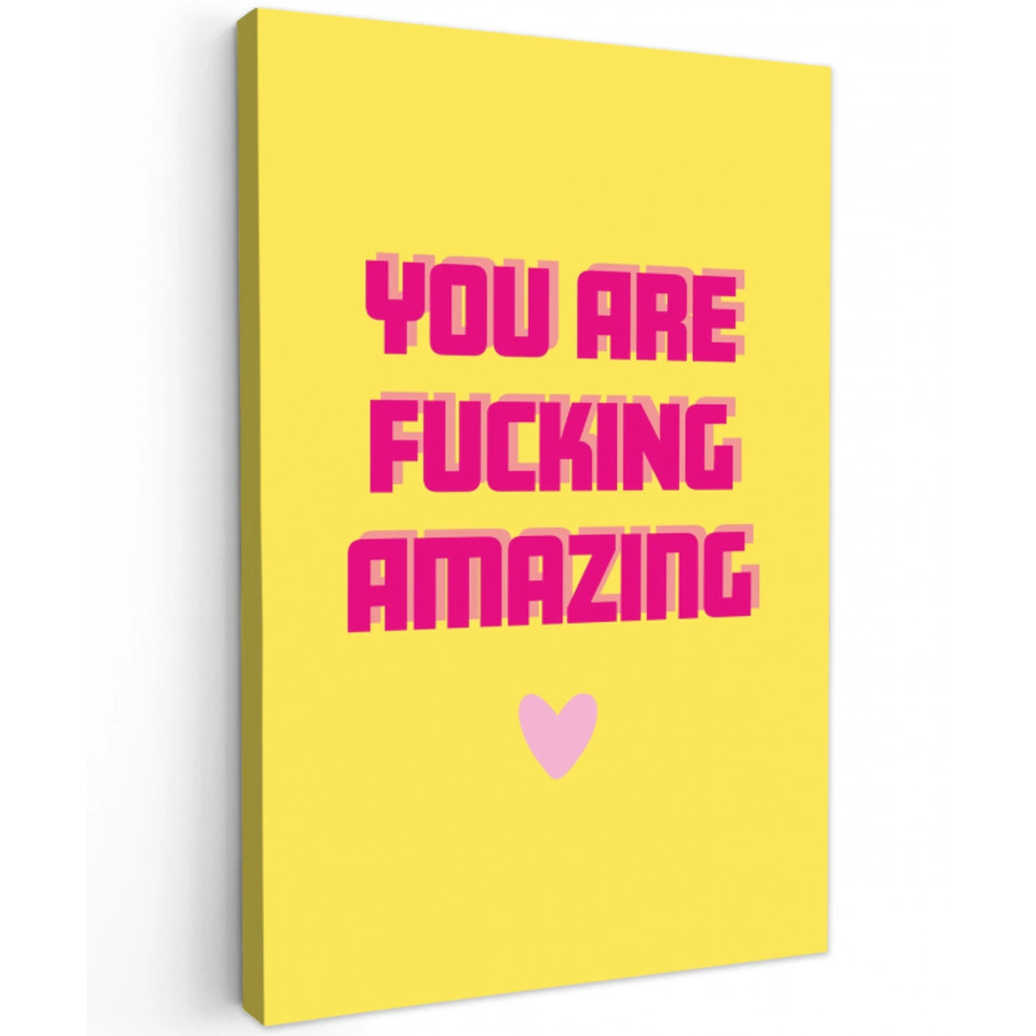 Geel - Valentijn - Tekst Tuinposter op houten frame 2 cm dik klein -3d