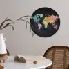 Wereldkaart - Krijtstrepen - Regenboog Wandcirkel behangsticker klein -sfeer3