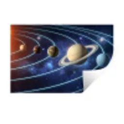 Ruimte - Zonnestelsel - Blauw Muursticker klein -3d