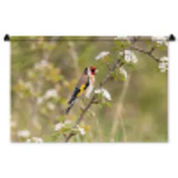 Putter - Bloesem - Lente - Natuur - Kleurrijk Wandkleed katoen middel -zz3d