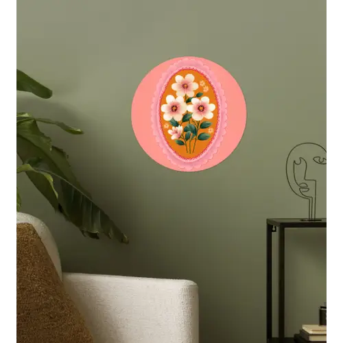 Illustratie - Bloemen - Rand - Roze Wandcirkel behangsticker klein -sfeer2