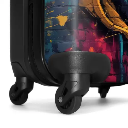 Kleurrijke vos met jas in graffiti stijl NBS - Handbagage koffer - Kinderen Unisex middel -wiel