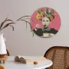 Meisje - Kopje - Bloemen - Roze Akoestische PET Vilt - Rond klein -sfeer3