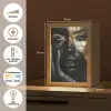 Vrouw - Goud - Portret - Modern - Zwart - Abstract Light Box met kabel (Tafellamp) klein -USP_NL