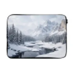 Sneeuwlandschap - Bergen - Rivier - Winter laptophoes neopreen klein -3d