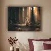 Konijn - Bos - Zonnestralen Textielframe zwart klein -sfeer1
