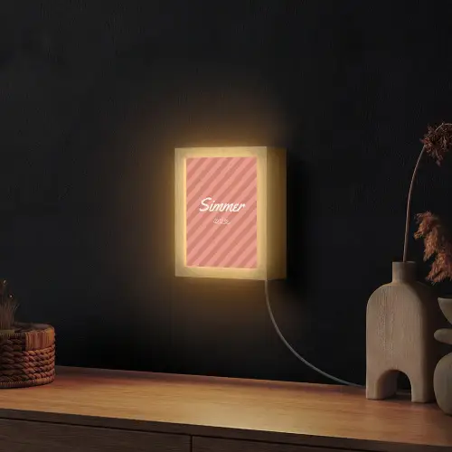 Simmer - Hartjes - Strepen - Roze Light Box met kabel (Wandlamp) klein -sfeer1