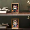 Graffiti - Wolf - Jas - Zwart Light Box met kabel (Tafellamp) klein -sfeer3