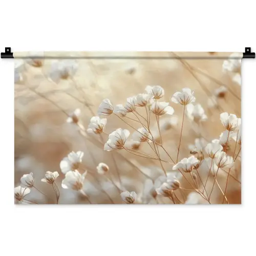 Wilde - Bloemen - Wit Wandkleed katoen klein -zz3d