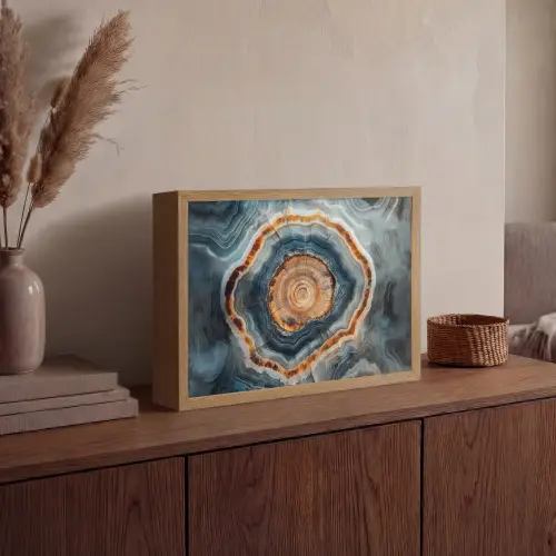 Cirkel - Ringen - Steen - Tinten Light Box met batterij (Wandlamp) middel -sfeer2