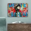 Graffiti - Vintage - Jongen - Street art - Neon - Banksy canvas 2cm klein -sfeer4