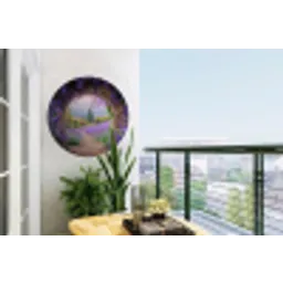 Doorkijk - Lavendel - Bloemen - Paars - Poort Wandcirkel tuinposter met ringen klein -buiten1
