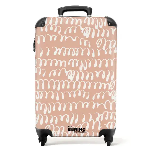 Golvende witte luslijnen op terracotta achtergrond NBS - Handbagage koffer - Kinderen Unisex middel -productfoto_recht