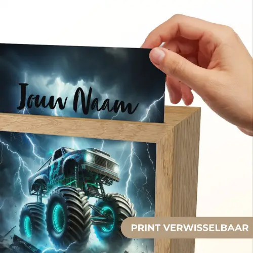 Monstertruck - Bliksem - Blauw - Jongens - Auto Light Box met kabel (Kinderlampje) klein -USP_websiteprintNL