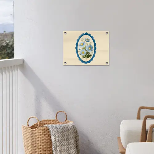 Lijst - Bloemen - Lichtblauw - Illustratie tuinposter los doek klein -sfeer8