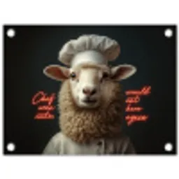 Schaap - Kokskleding - Neon - Quote tuinposter los doek klein -3d