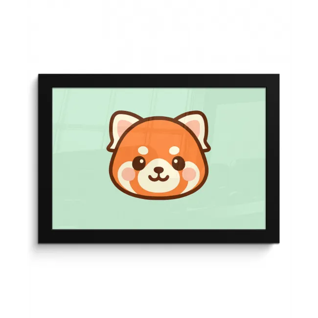 Rode panda - Groen - Cartoon fotolijst zwart zonder passe partout klein -3d