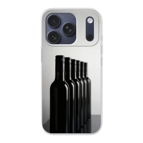 Wijnflessen - Zwart - Minimalistisch Telefoonhoesje iPhone 17 Pro klein -3d