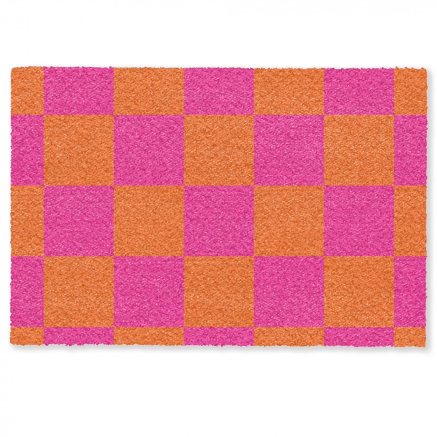 Schaakbord print - Oranje - Roze - Blokjes Deurmat klein -zkaufland3d