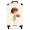 Jongen met een basketbal in beige kleuren NBS - Handbagage koffer - Volwassenen Unisex middel -productfoto_recht