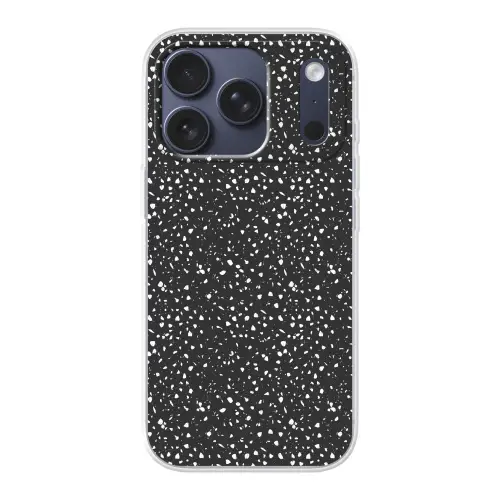 Terrazzo -  Patroon - Zwart - Wit Telefoonhoesje iPhone 17 Pro klein 878 -3d