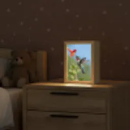 Kolibrie - Bloem - Natuur - Groen Light Box met kabel (Kinderlampje) klein -sfeer1_kind