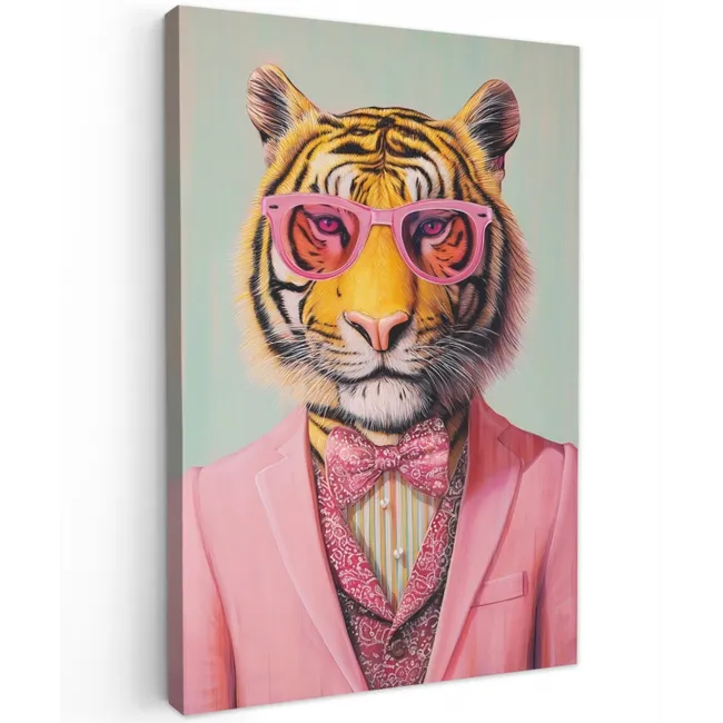 Tijger - Strik - Jasje - Roze canvas 2cm klein -z3d