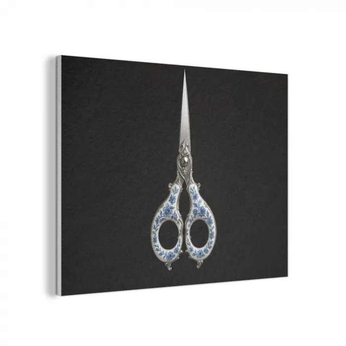 Schaar - Delfts blauw - Zwart PET vilt klein -3d