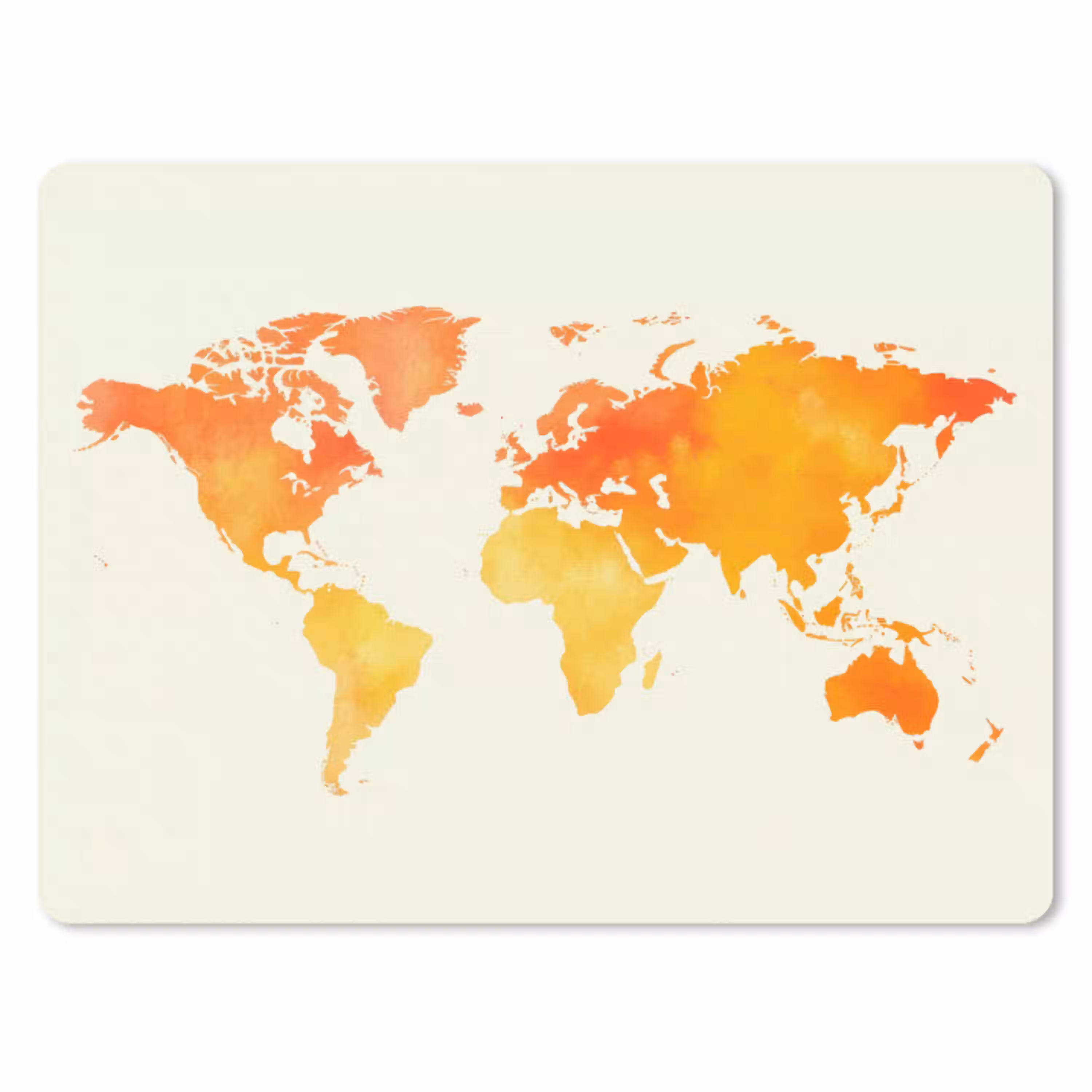 Wereldkaart - Oranje - Kleurrijk muismat rubber klein -3d