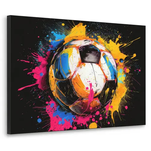 Graffiti - Sport - Voetbal - Verf - Bal Textielframe zwart klein -3d