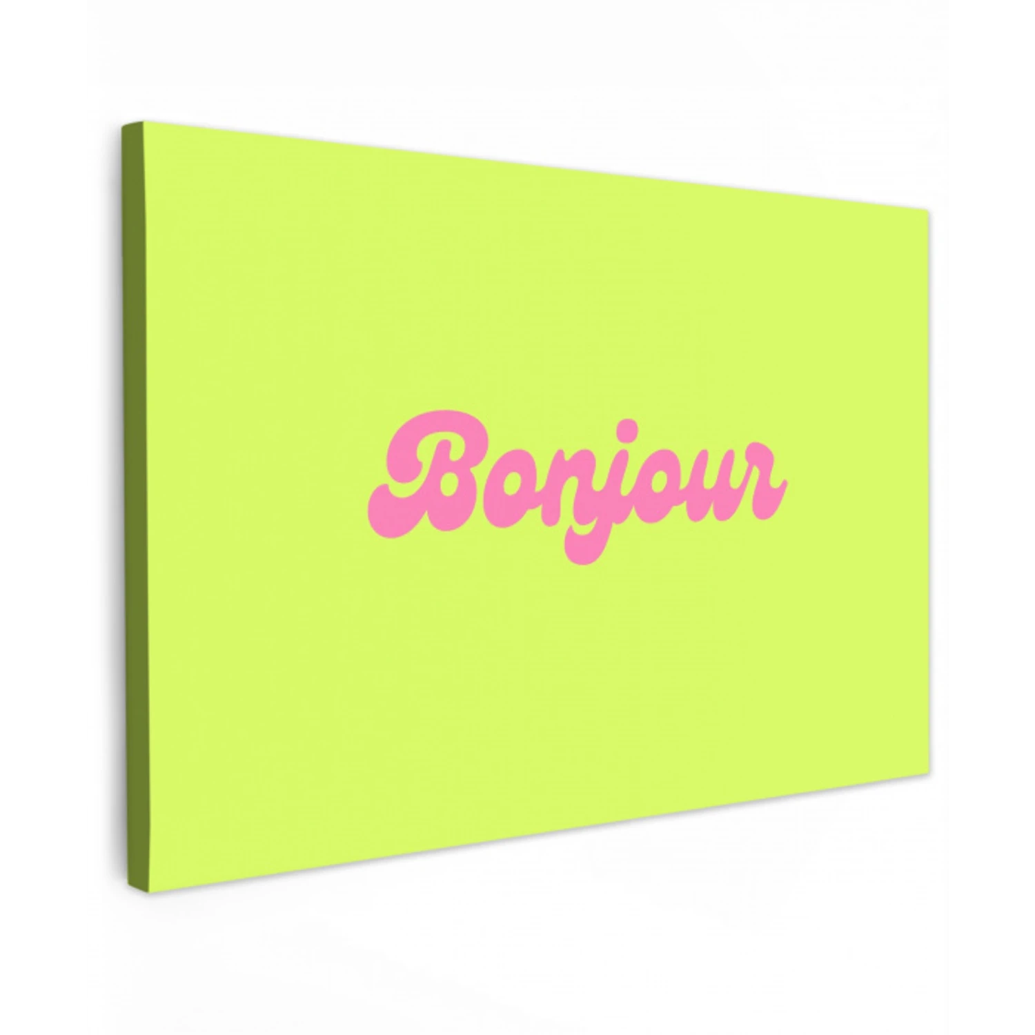 Groen - Roze bonjour - Retro canvas 2cm klein -z3d