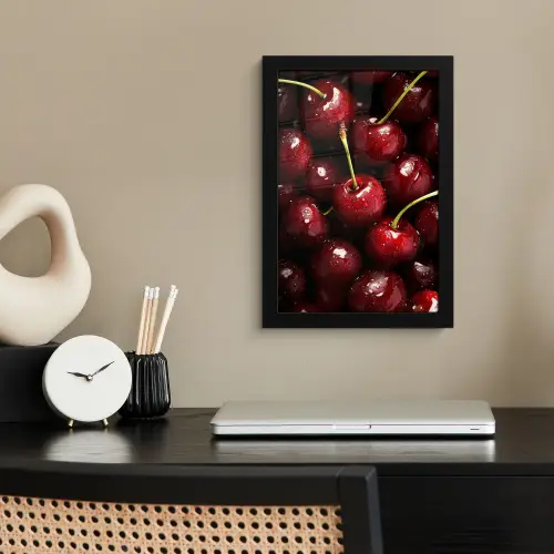 Rood - Fruit - Kersen fotolijst zwart zonder passe partout klein -sfeer1