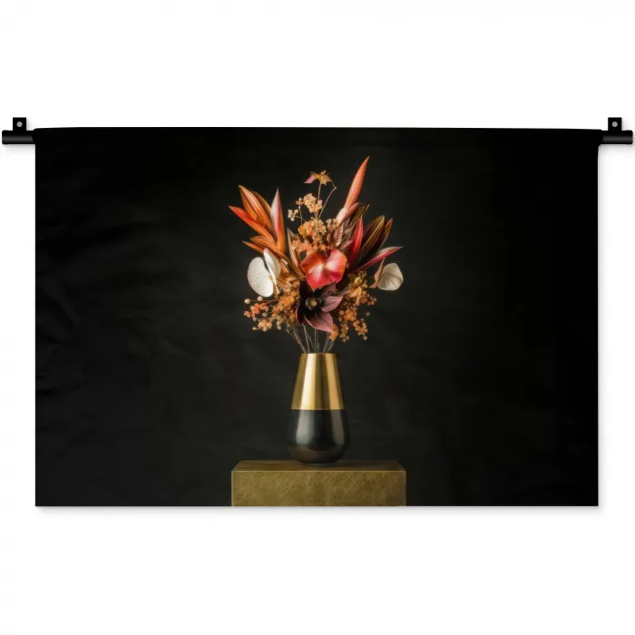 Exotisch - Boeket - Vaas - Goud Wandkleed katoen klein -zz3d