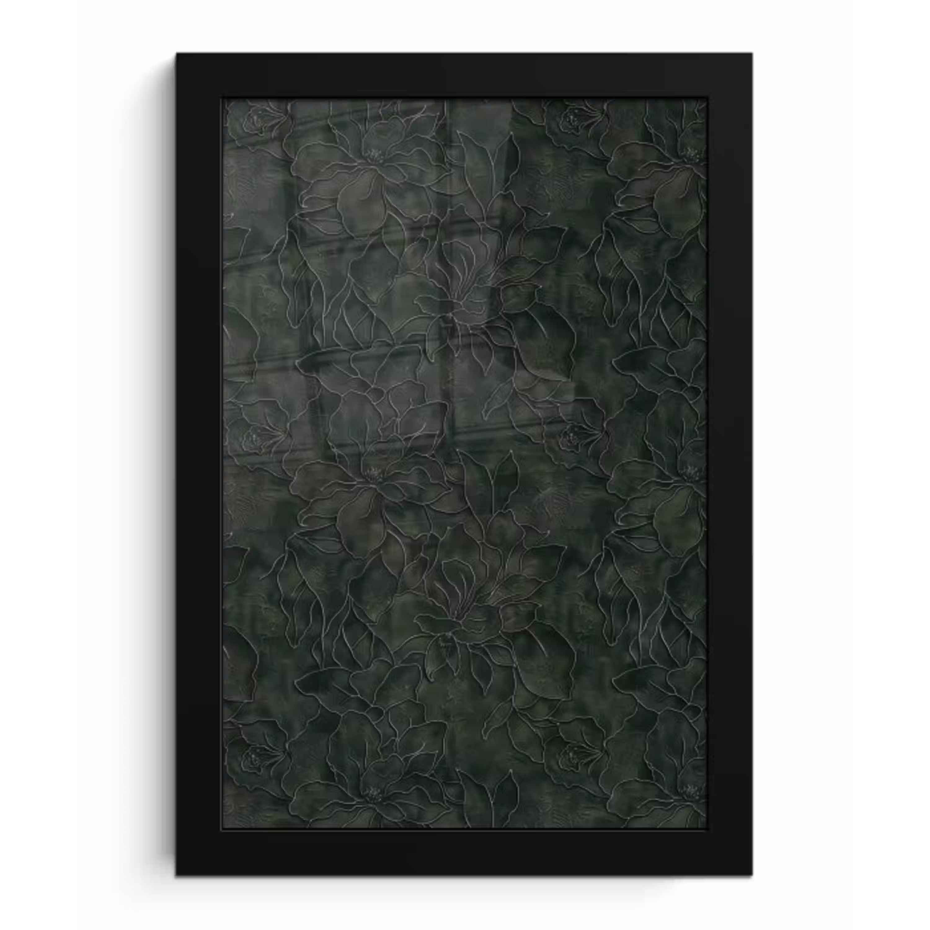 Bloemen - Lijnen - Groen fotolijst zwart zonder passe partout klein 224 -3d