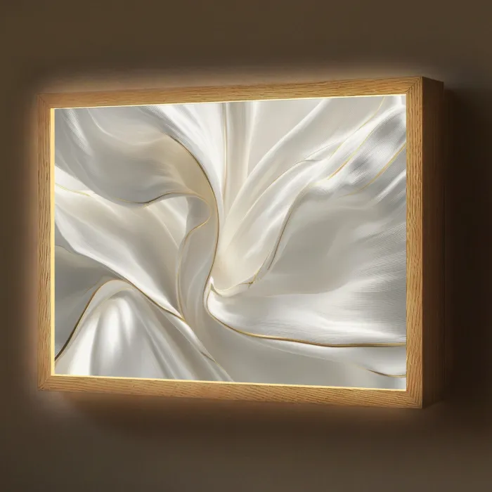 Stof - Plooien - Goud Light Box met batterij (Wandlamp) middel -z3d_website