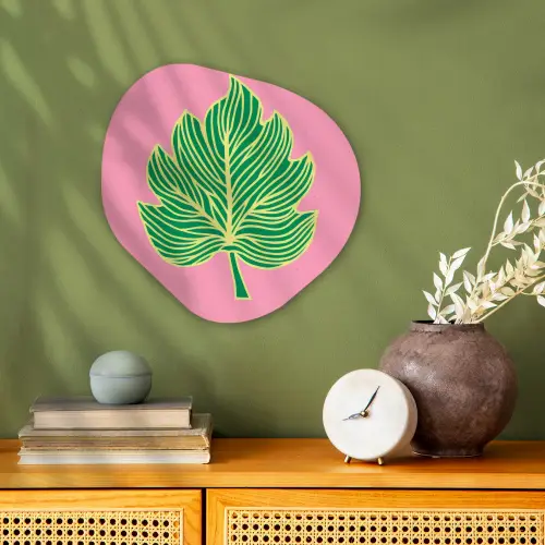 Blad - Groen - Illustratie - Minimalistisch Wandcirkel Organisch Forex 3mm klein -sfeer2