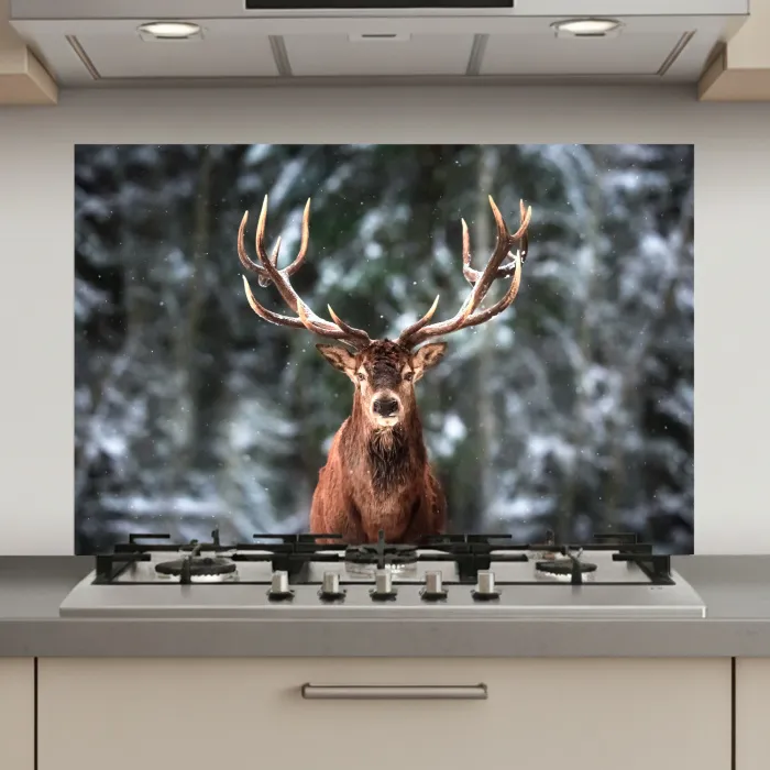 Hert - Winter - Sneeuw - Bos - Natuur - Dier keuken achterwand spatscherm klein -3d_website