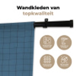 Ruiten - Geometrisch - Blauw Wandkleed katoen klein 269 -sfeer2