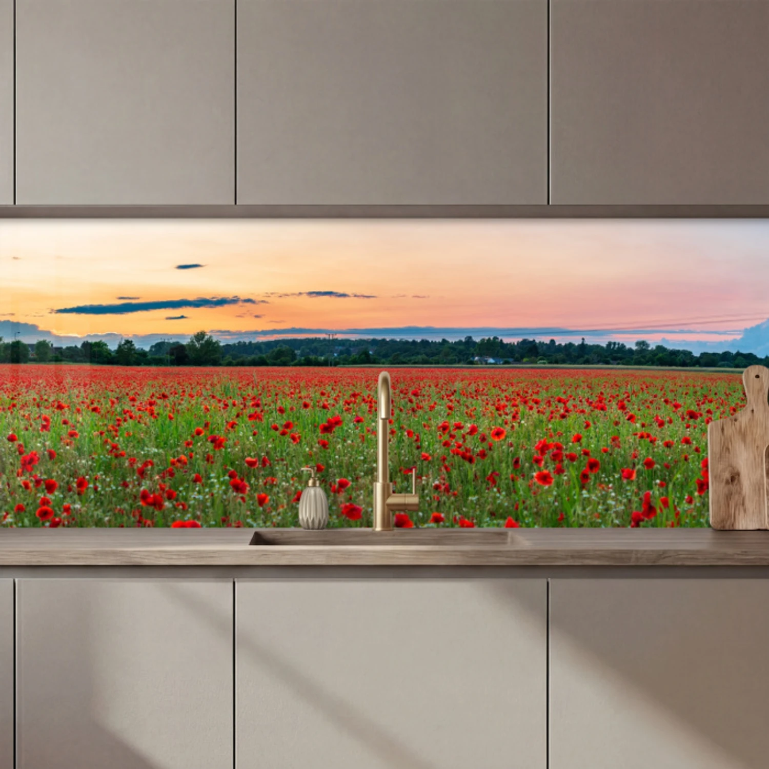 Klaprozen - Landschap - Rood - Bloemen keuken achterwand 2 middel zz_3dshopping