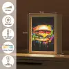 Hamburger - Graffiti - Verf - Kleurrijk - Eten - Abstract Light Box met kabel (Tafellamp) klein -USP_NL