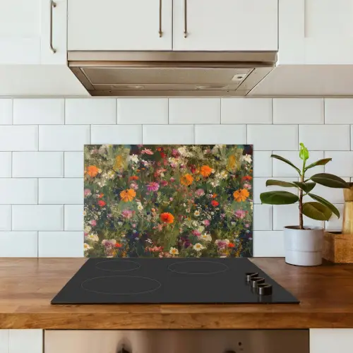 Bloemenveld - Kleuren - Verf keuken achterwand spatscherm klein 900 -sfeer2