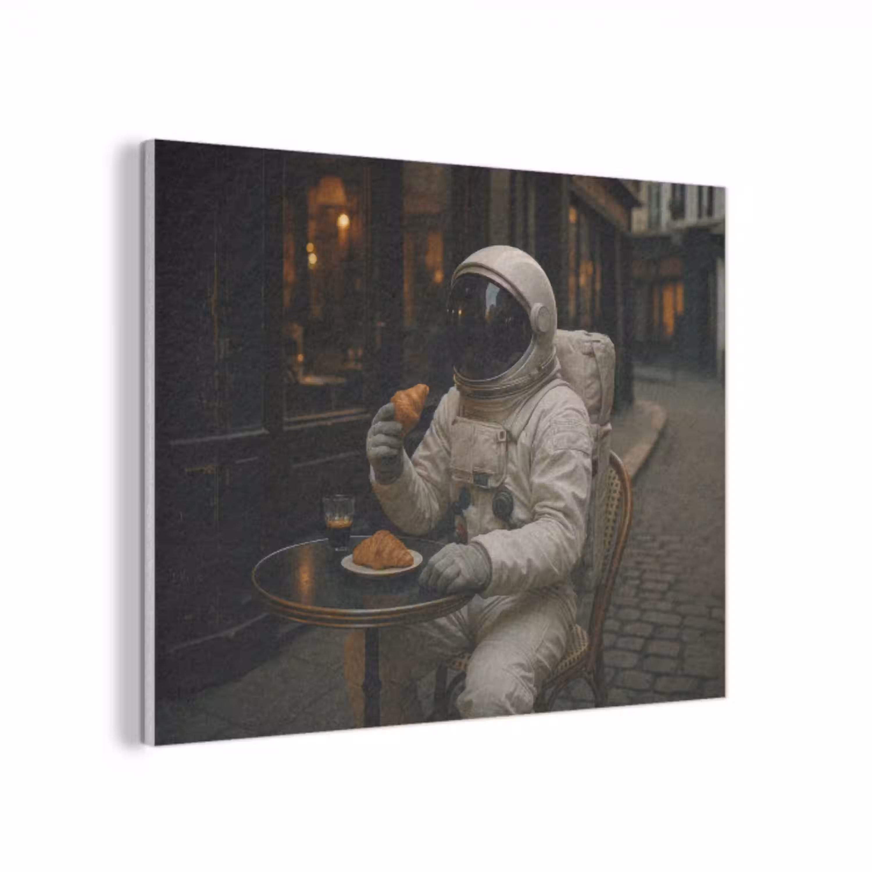 Café - Croissant - Koffie - Astronaut PET vilt klein -3d