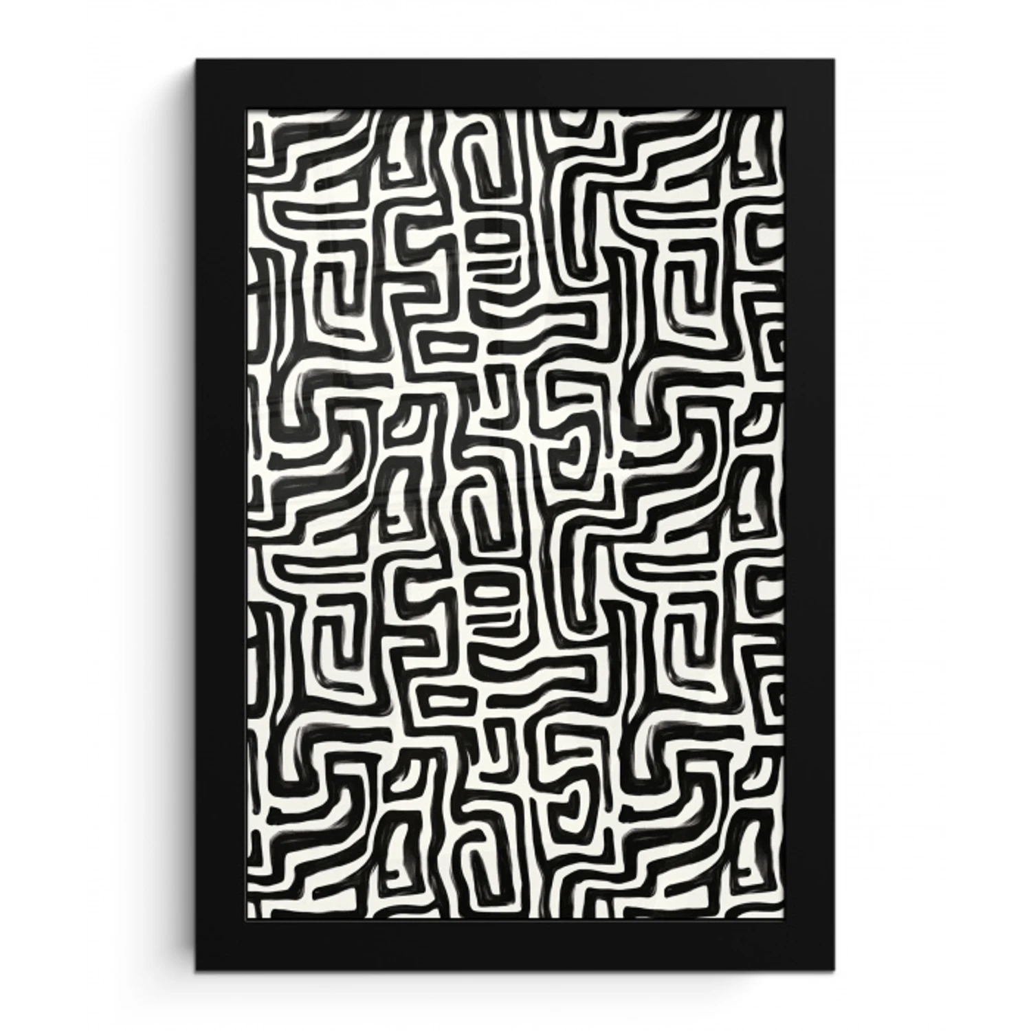 Grafisch - Lijnen - Zwart - Wit fotolijst zwart zonder passe partout klein 224 -3d