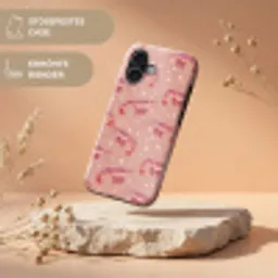 Garnalen - Stippen - Roze Toughcase MagSafe Apple iPhone 17 klein 1017 -USP_RandenV_DE